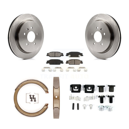 Rear Disc Rotors Semi-Metallic Pads Parking Brake Shoes And Hardware Kit For Cadillac STS K8S-104976