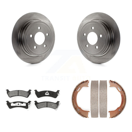Rear Disc Rotors Semi-Metallic Pads Parking Brake Shoes Kit For Ford Explorer Sport Trac K8S-104981