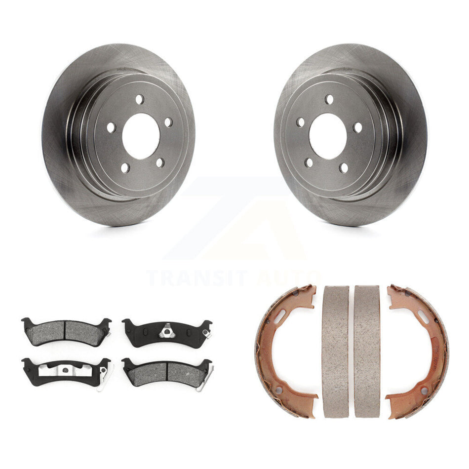 Rear Disc Rotors Semi-Metallic Pads Parking Brake Shoes Kit For Ford Explorer Sport Trac K8S-104981