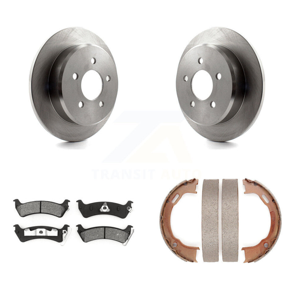 Rear Disc Rotors Semi-Metallic Pads And Parking Brake Shoes Kit For Ford Explorer Sport K8S-104982