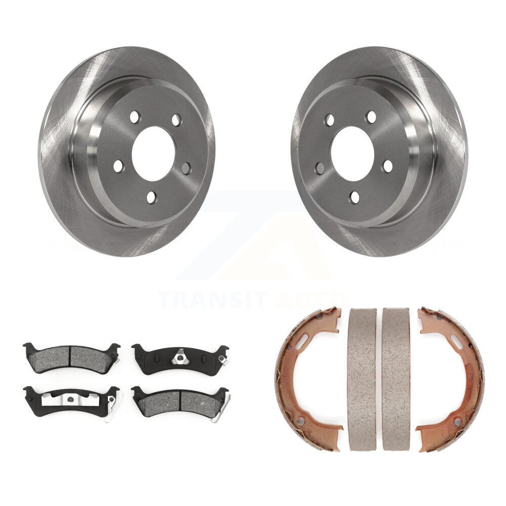 Rear Disc Rotors Semi-Metallic Pads And Parking Brake Shoes Kit For Jeep Grand Cherokee K8S-104984