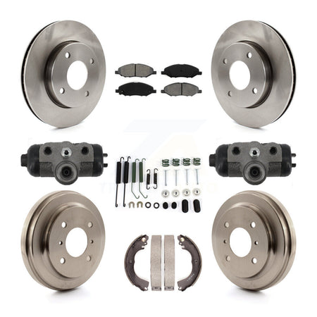 Front Rear Brake Rotor Semi-Metallic Pad & Drum Kit (9Pc) For 2009-2011 Nissan Versa 1.6L K8S-105031