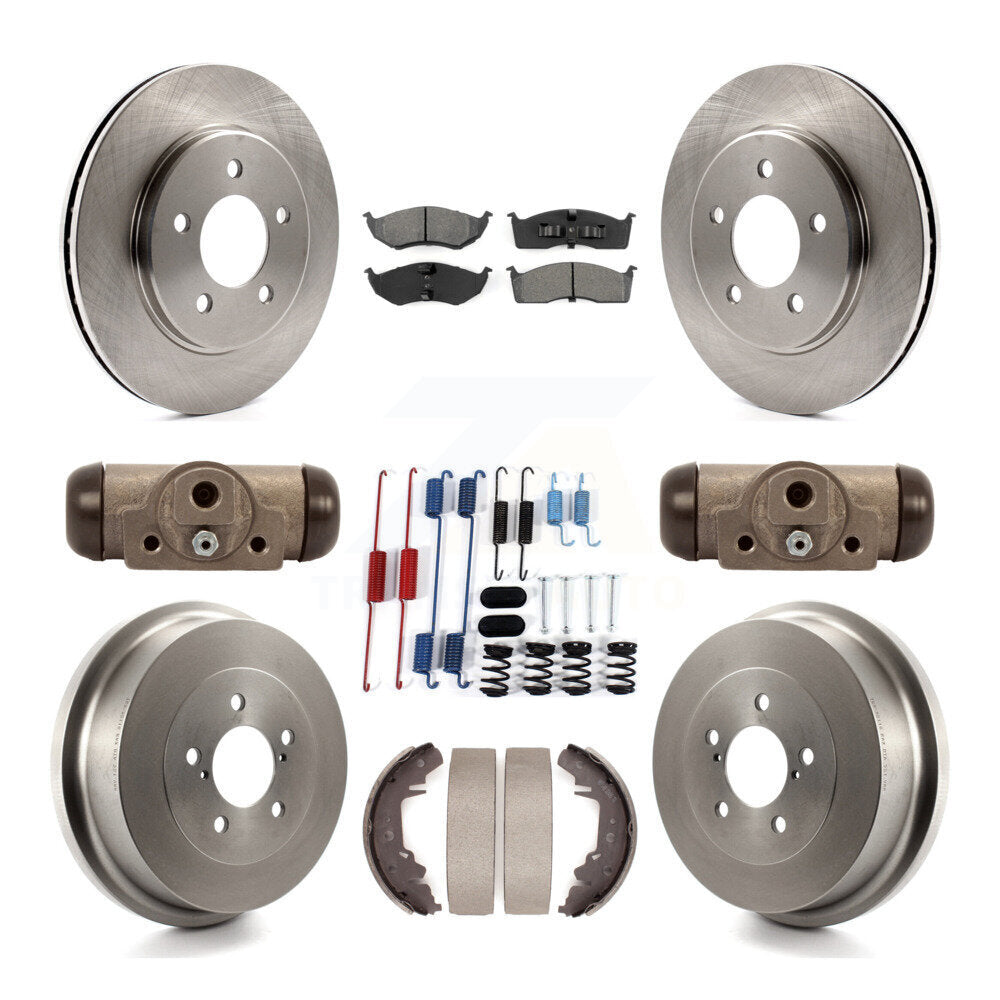 Front Rear Brake Rotors Semi-Metallic Pad Drum Kit (9Pc) For Dodge Caravan Grand Chrysler K8S-105032
