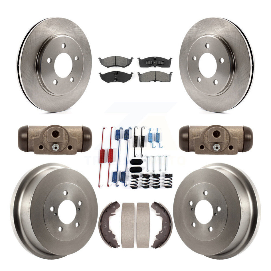 Front Rear Brake Rotors Semi-Metallic Pad Drum Kit (9Pc) For Dodge Caravan Grand Chrysler K8S-105032