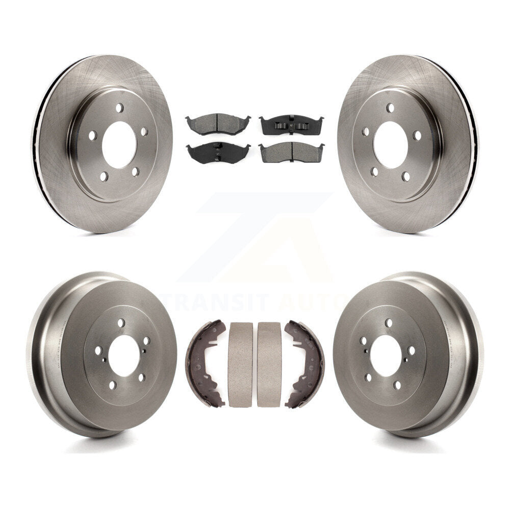 Front Rear Brake Rotor Semi-Metallic Pad Drum Kit For Dodge Caravan Grand Plymouth Town & K8S-105035