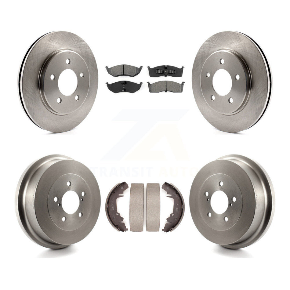 Front Rear Brake Rotor Semi-Metallic Pad Drum Kit For Dodge Caravan Grand Plymouth Town & K8S-105035