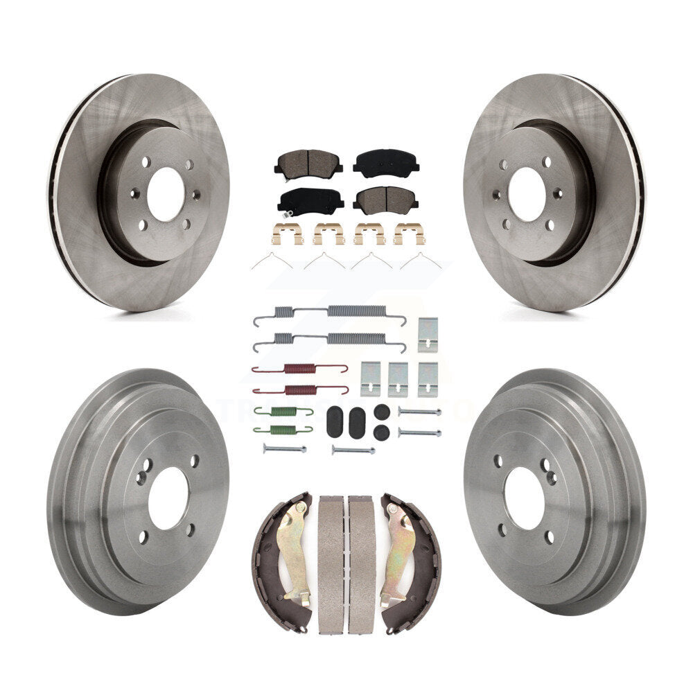 Front Rear Disc Brake Rotor Semi-Metallic Pad & Drum Kit (7Pc) For Kia Rio Hyundai Accent K8S-105043