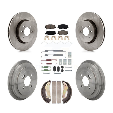 Front Rear Disc Brake Rotor Semi-Metallic Pad & Drum Kit (7Pc) For Kia Rio Hyundai Accent K8S-105043