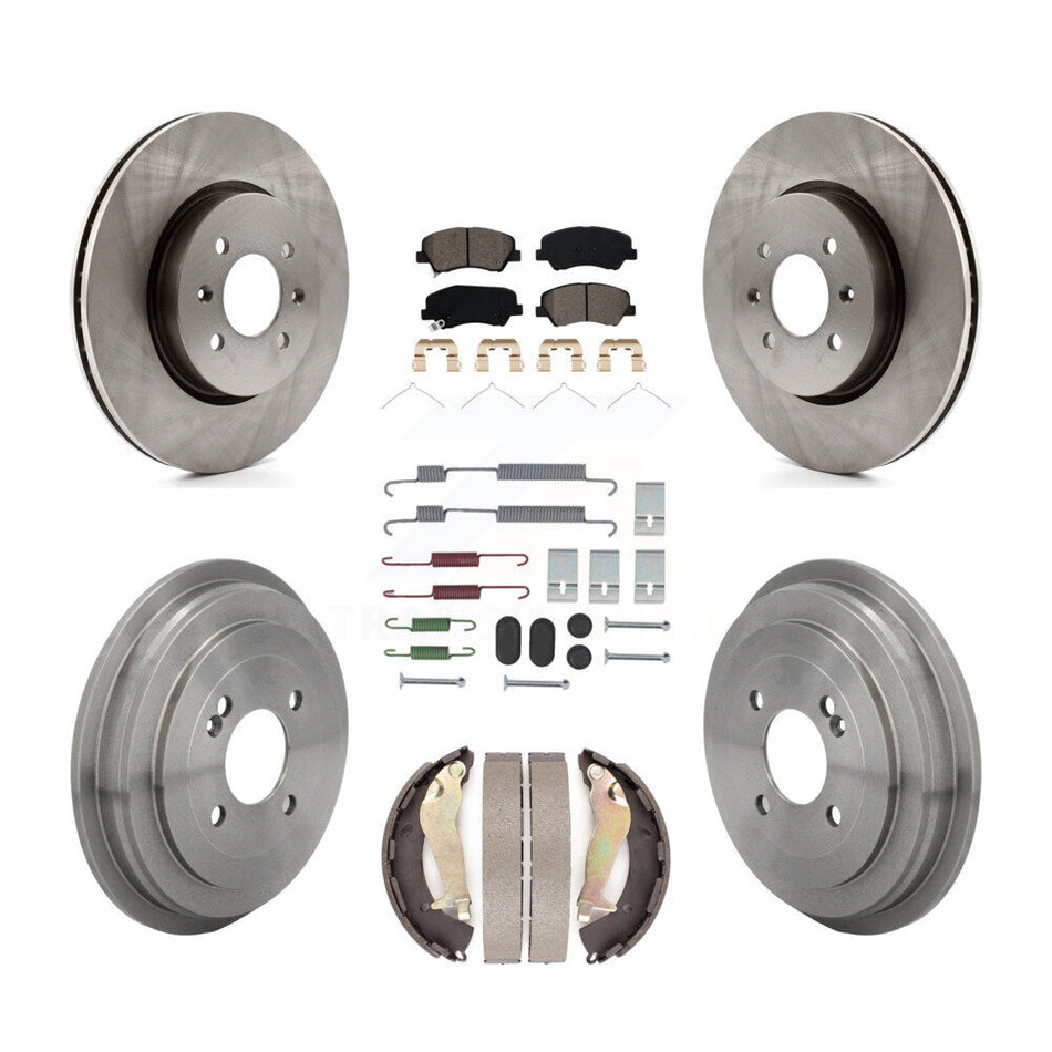 Front Rear Disc Brake Rotor Semi-Metallic Pad & Drum Kit (7Pc) For Kia Rio Hyundai Accent K8S-105043