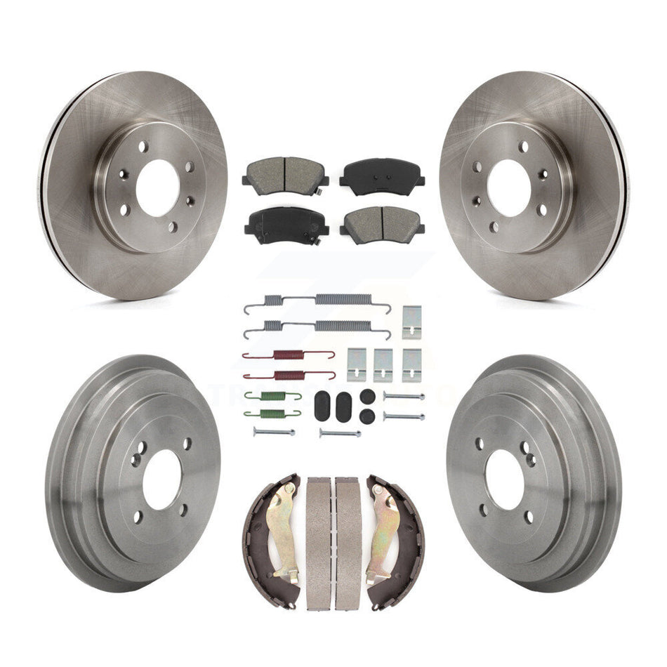 Front Rear Disc Brake Rotors Semi-Metallic Pads And Drum Kit (7Pc) For Kia Rio K8S-105044
