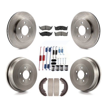 Front Rear Brake Rotors Semi-Metallic Pad Drum Kit (7Pc) For Dodge Caravan Grand Plymouth K8S-105045