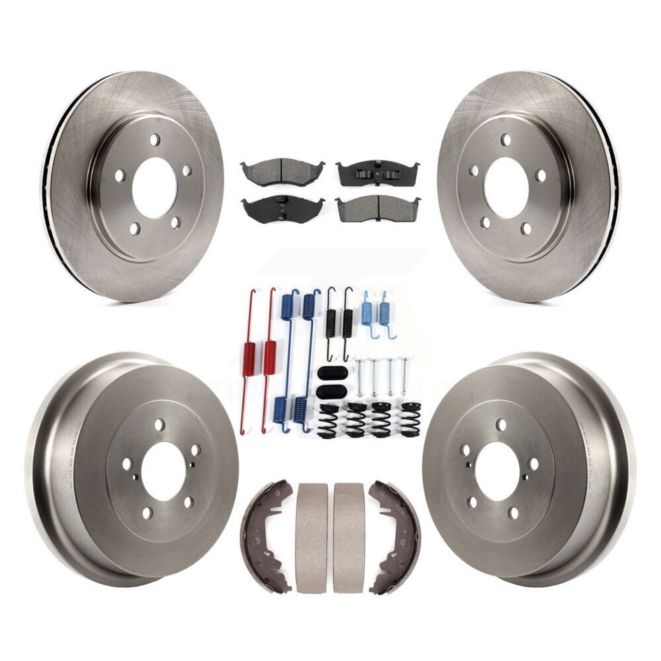 Front Rear Brake Rotors Semi-Metallic Pad Drum Kit (7Pc) For Dodge Caravan Grand Plymouth K8S-105045