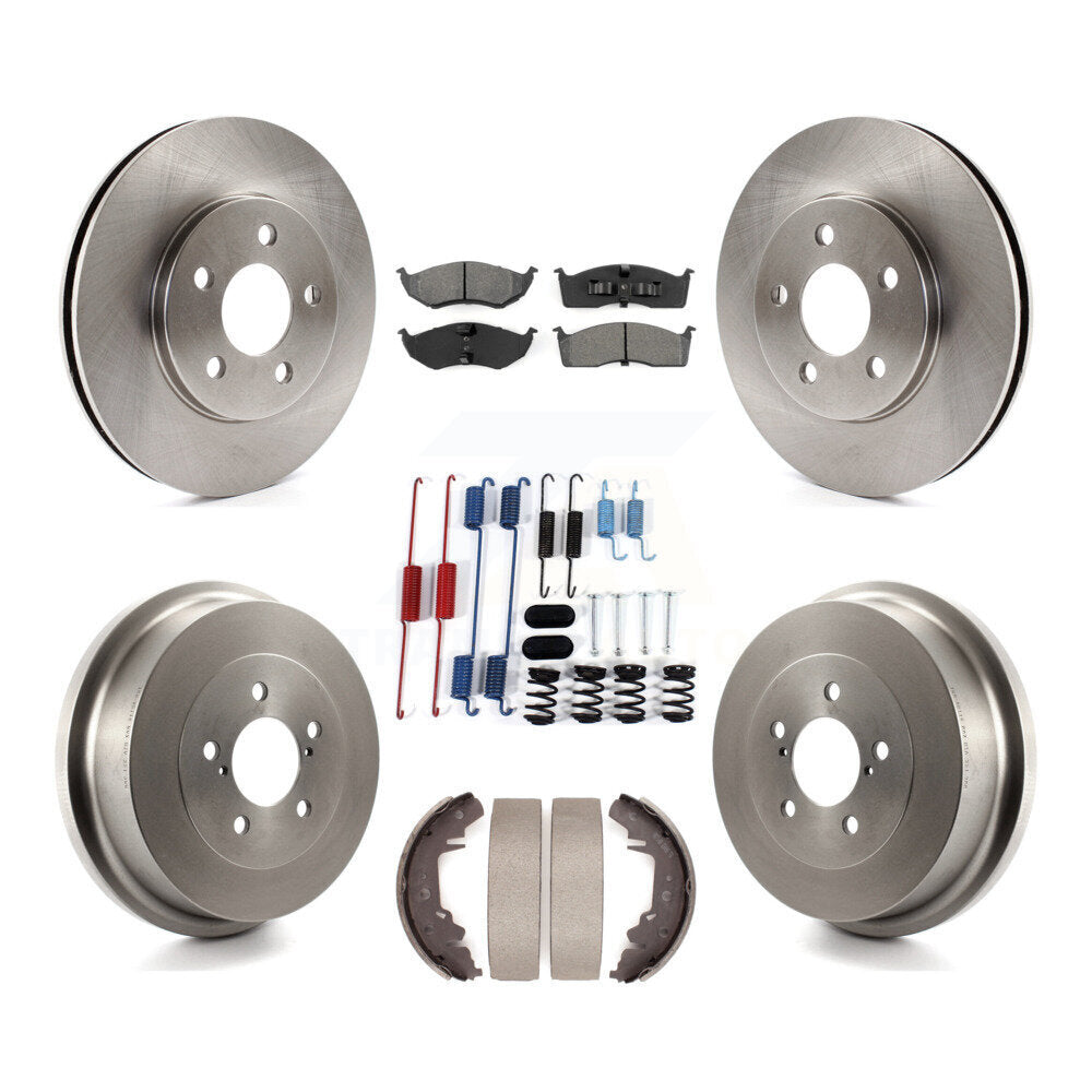 Front Rear Disc Brake Rotor Semi-Metallic Pad & Drum Kit (7Pc) For Chrysler Grand Voyager K8S-105046