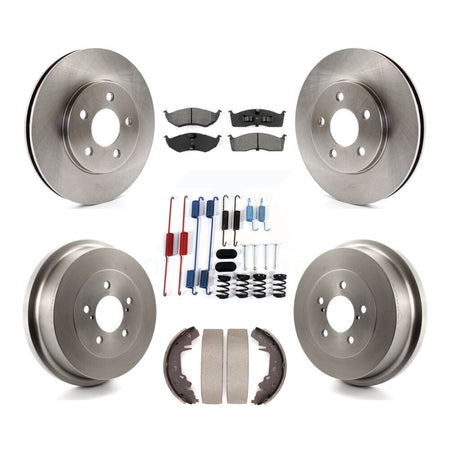 Front Rear Disc Brake Rotor Semi-Metallic Pad & Drum Kit (7Pc) For Chrysler Grand Voyager K8S-105046