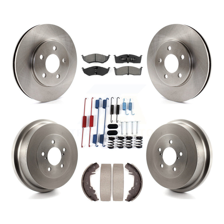 Front Rear Disc Brake Rotor Semi-Metallic Pad & Drum Kit (7Pc) For Chrysler Grand Voyager K8S-105046