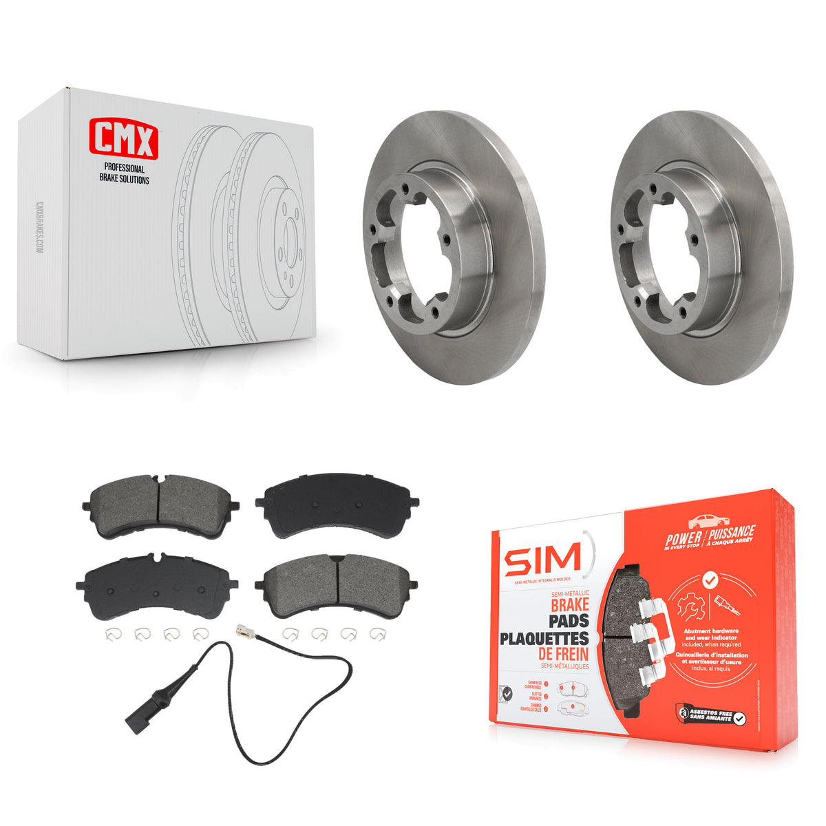 Rear Brake Rotor Semi-Metallic Pad Kit For 22-23 Ford E-Transit Without Heavy Duty Brakes K8S-105048