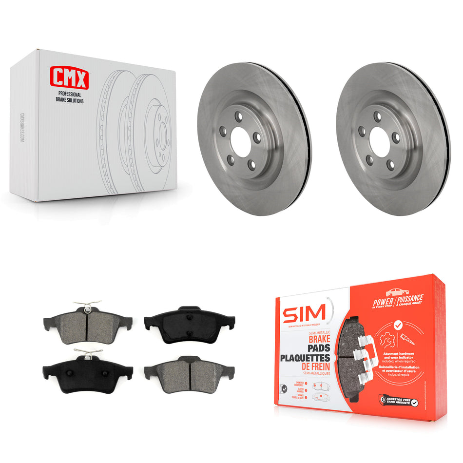 Rear Disc Brake Rotors Semi-Metallic Pad Kit For 2016 Jaguar XJ With Manual Parking K8S-105050