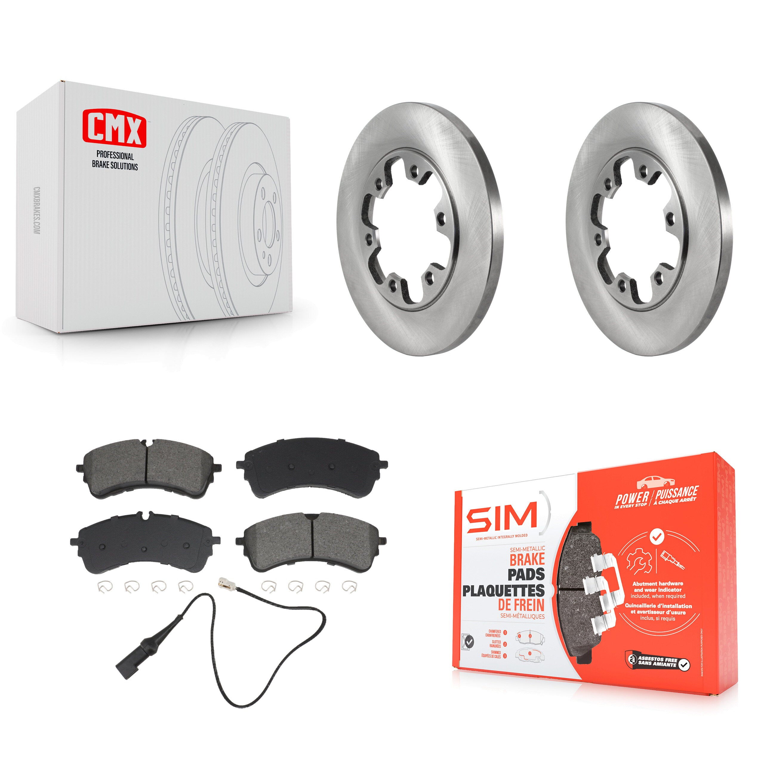 Rear Brake Rotors & Semi-Metallic Pad Kit For Ford Transit-250 Transit-150 Transit-350 HD K8S-105051