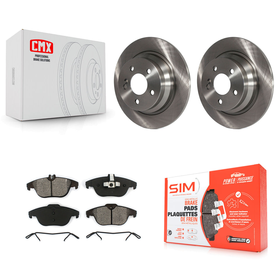Rear Brake Rotor Semi-Metallic Pad Kit For 2010 Mercedes-Benz E350 Coupe With Solid K8S-105055