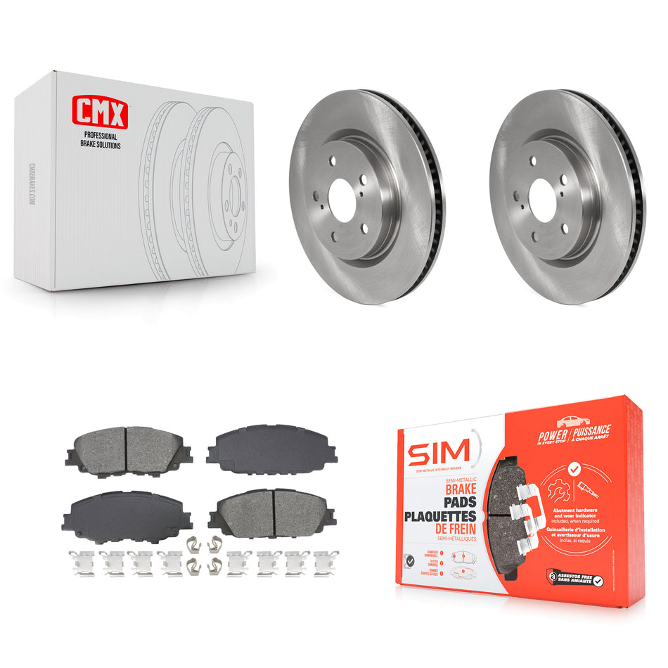 Front Disc Brake Rotors And Semi-Metallic Pads Kit For 2023-2024 Toyota Prius AWD K8S-105071