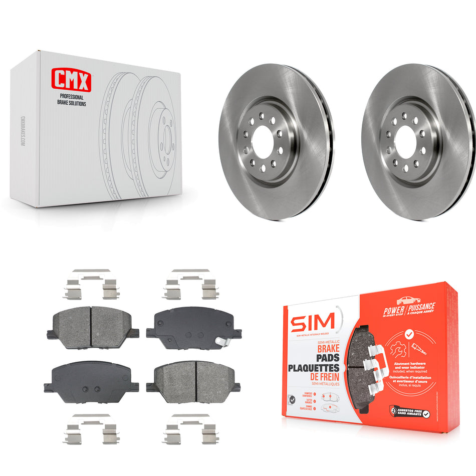 Front Disc Brake Rotors And Semi-Metallic Pads Kit For 2023 Jeep Compass Dodge Hornet K8S-105075