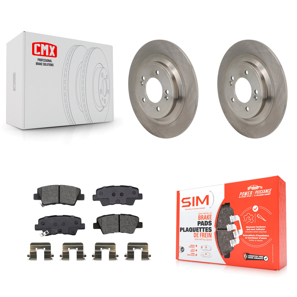 Rear Disc Brake Rotors And Semi-Metallic Pads Kit For 2024 Hyundai Kona Electric K8S-105113