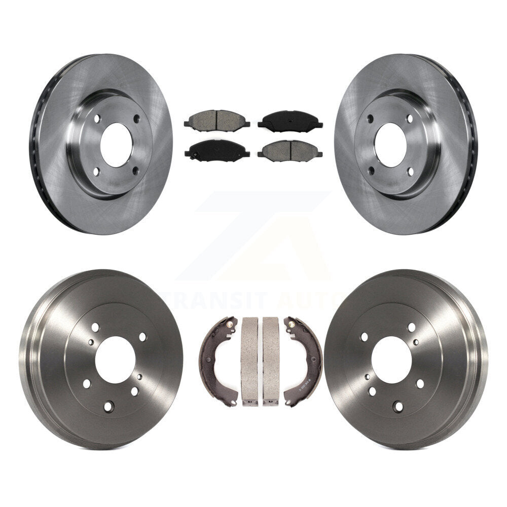 Front Rear Disc Brake Rotors Semi-Metallic Pad Drum Kit For 2008 Nissan Versa 4-Wheel ABS K8S-105132