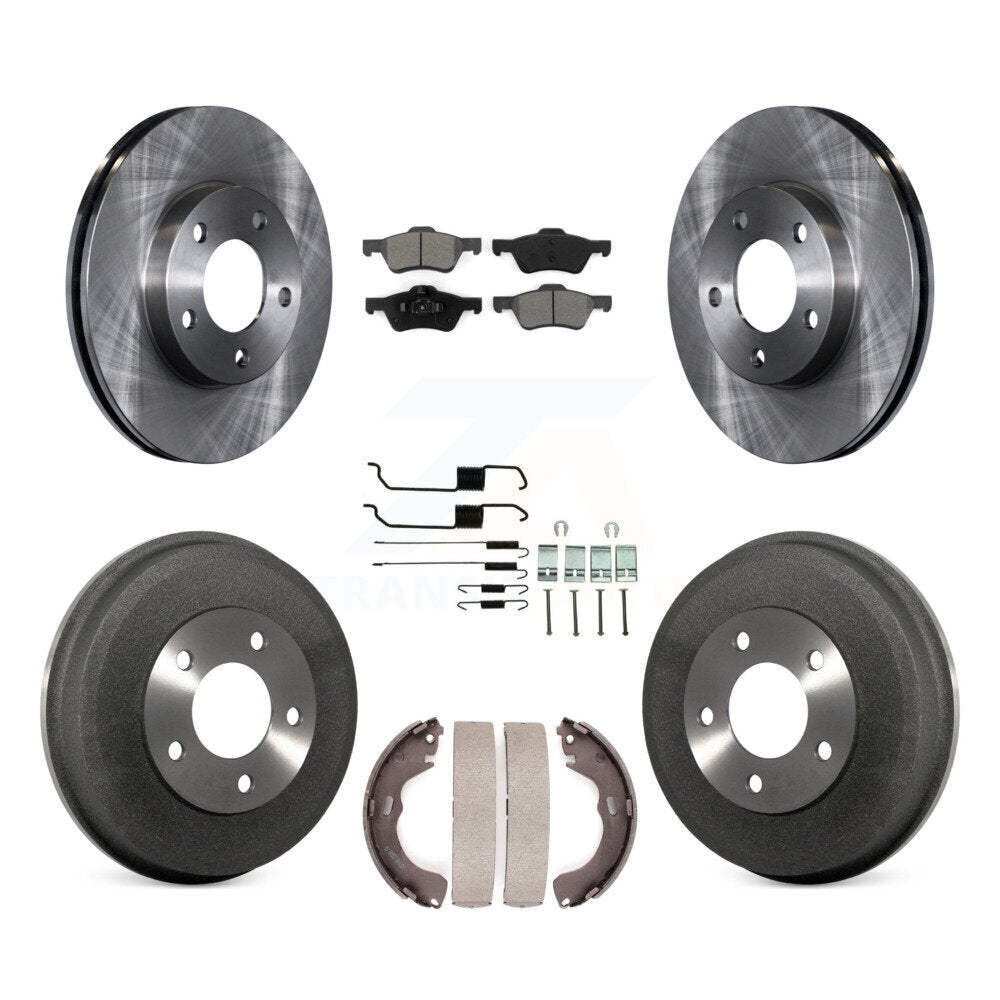 Front Rear Disc Brake Rotors Semi-Metallic Pads And Drum Kit (7Pc) For Mercury Mariner K8S-105145
