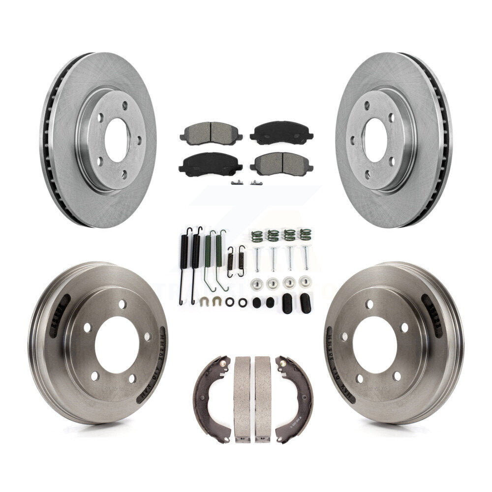 Front Rear Disc Brake Rotors Semi-Metallic Pads And Drum Kit (7Pc) For Mitsubishi Lancer K8S-105147