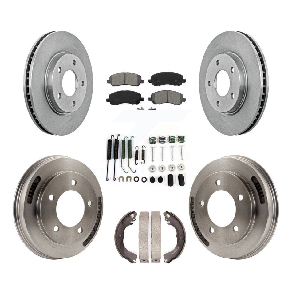 Front Rear Disc Brake Rotors Semi-Metallic Pads And Drum Kit (7Pc) For Mitsubishi Lancer K8S-105147