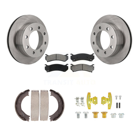 Rear Disc Rotors Semi-Metallic Pads Parking Shoes Hardware Kit For Chevrolet Suburban GMC K8S-105148