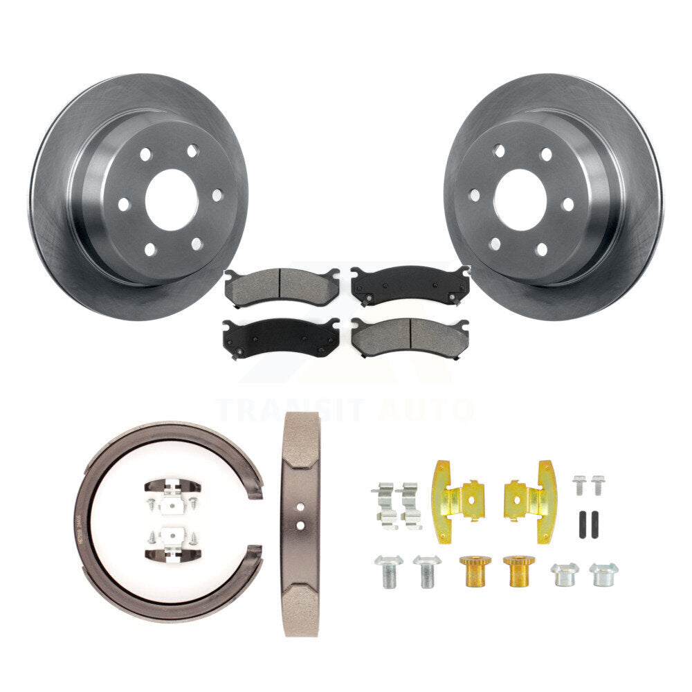 Rear Disc Rotors Semi-Metallic Pads Parking Brake Shoes And Hardware Kit For K8S-105151
