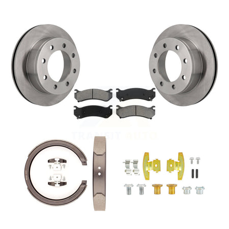 Rear Disc Rotors Semi-Metallic Pads Parking Shoes Hardware Kit For GMC Yukon XL 2500 8.1L K8S-105152