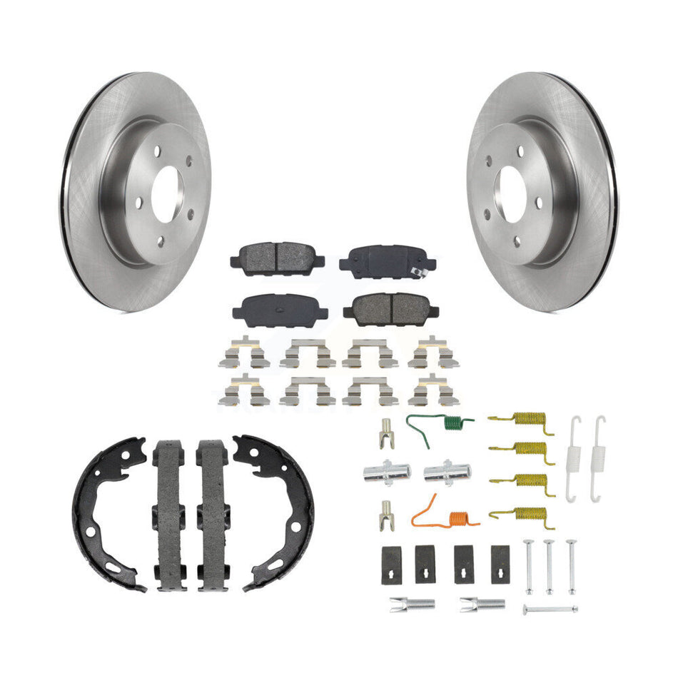 Rear Disc Rotors Semi-Metallic Pads Parking Shoes Hardware Kit For Nissan Rogue Sport SL K8S-105155