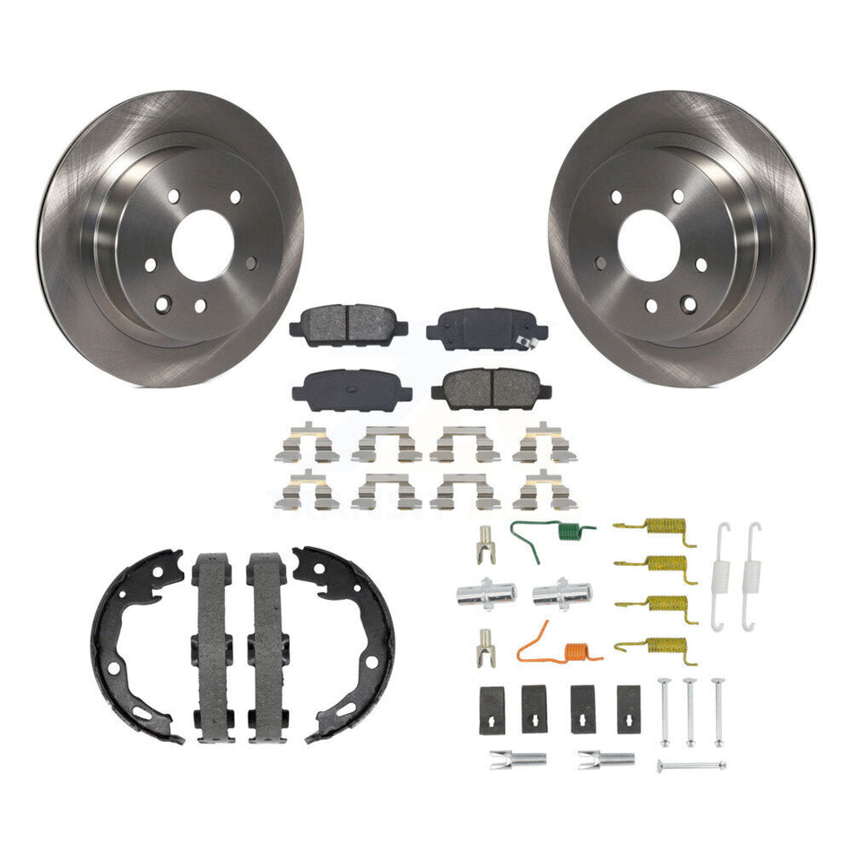 Rear Disc Rotors Semi-Metallic Pads Parking Shoes And Hardware Kit For Nissan Rogue Sport K8S-105156
