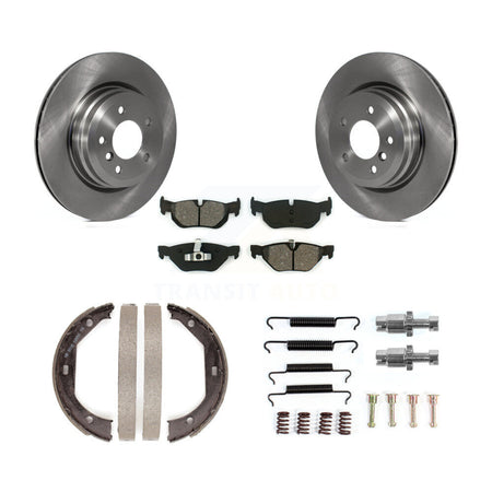 Rear Disc Rotors Semi-Metallic Pads Parking Shoes Hardware Kit For 2012 BMW X1 xDrive28i K8S-105162