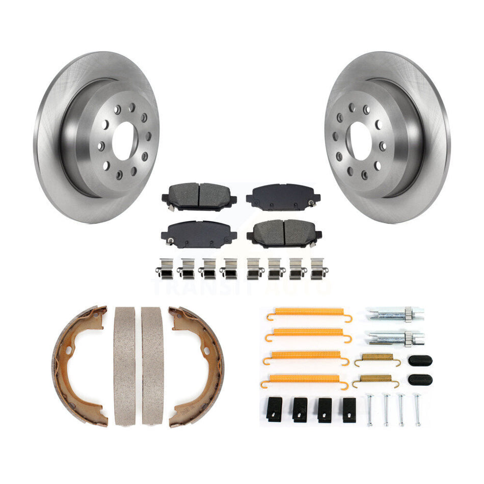 Rear Disc Rotors Semi-Metallic Pads Parking Shoes & Hardware Kit For Jeep Wrangler Sport K8S-105165