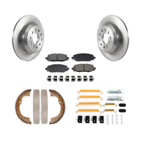 Rear Disc Rotors Semi-Metallic Pads Parking Shoes Hardware Kit For Jeep Wrangler Rubicon K8S-105166
