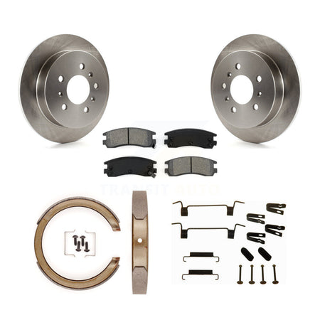 Rear Disc Rotors Semi-Metallic Pads Parking Shoes Hardware Kit For Buick LaCrosse Allure K8S-105170