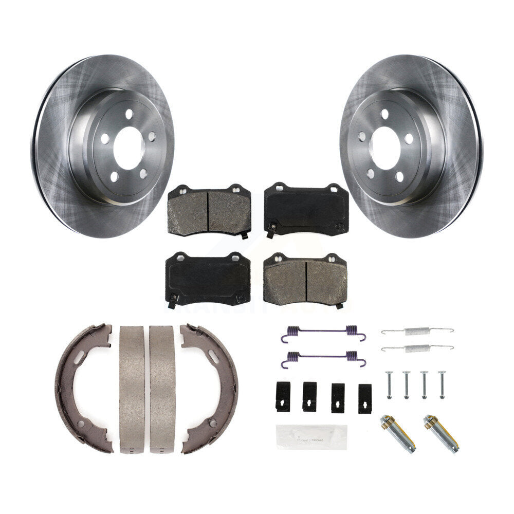 Rear Disc Rotors Semi-Metallic Pads Parking Brake Shoes And Hardware Kit For Chrysler 300 K8S-105176