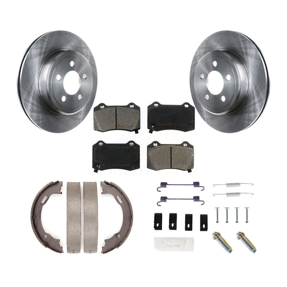 Rear Disc Rotors Semi-Metallic Pads Parking Brake Shoes And Hardware Kit For Chrysler 300 K8S-105176