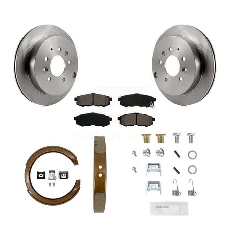 Rear Disc Rotors Semi-Metallic Pads Parking Shoes & Hardware Kit For 2004-2006 Mazda MPV K8S-105186