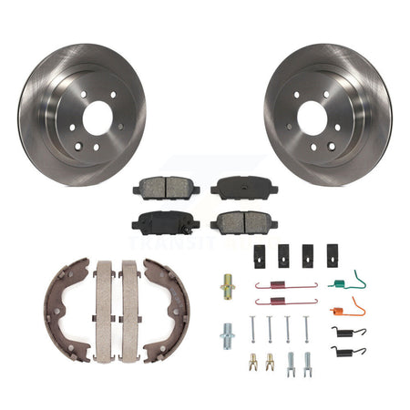 Rear Disc Rotors Semi-Metallic Pads Parking Shoes & Hardware Kit For 05-06 Nissan X-Trail K8S-105188