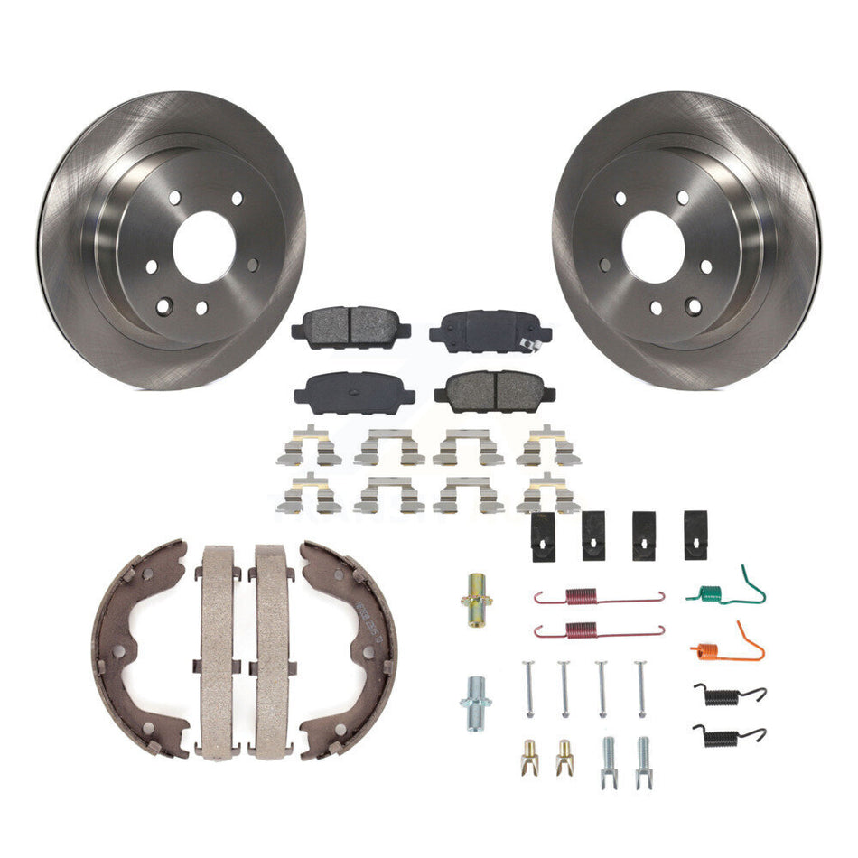 Rear Disc Rotors Semi-Metallic Pads Parking Shoes & Hardware Kit For 05-06 Nissan X-Trail K8S-105188