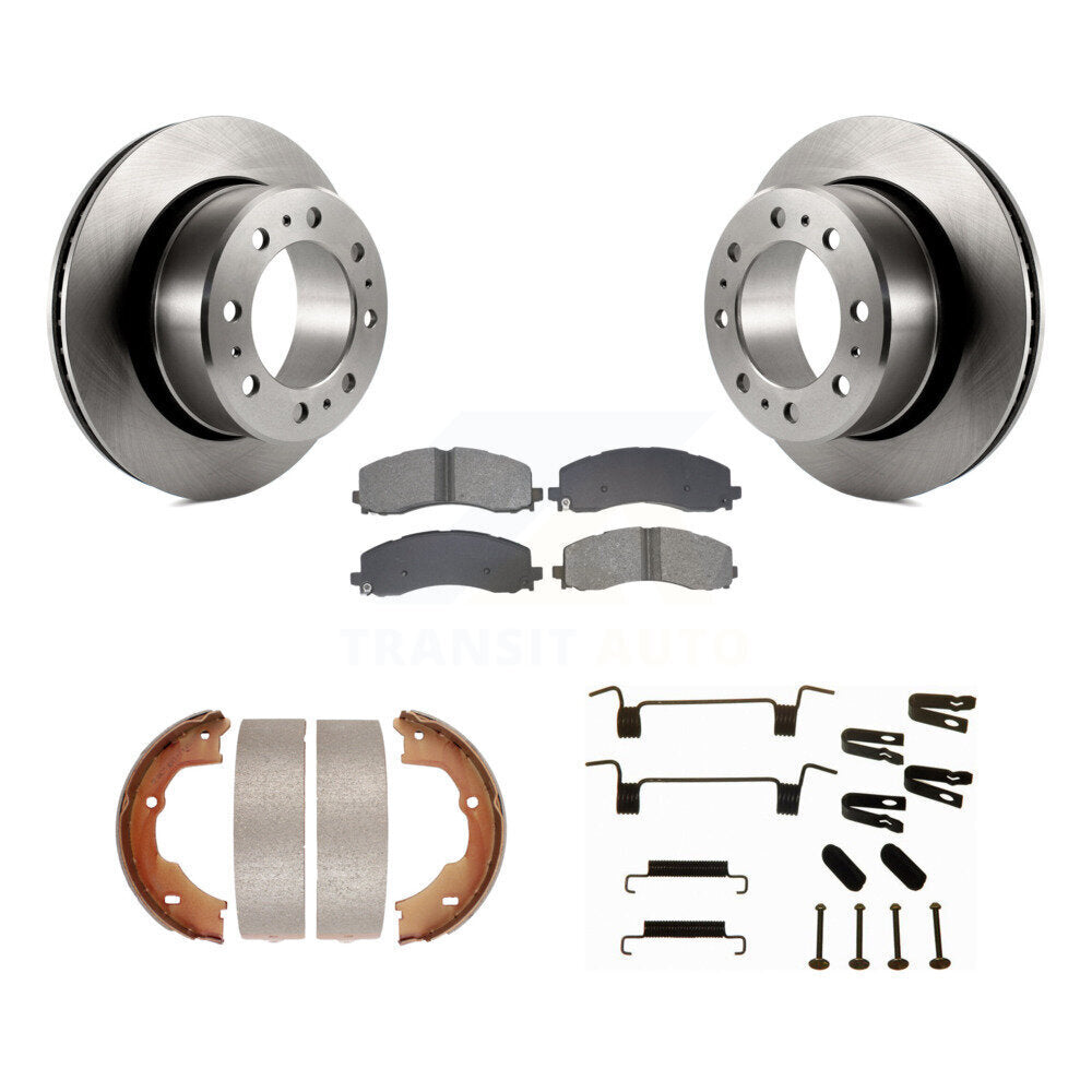 Rear Disc Rotors Semi-Metallic Pads Parking Brake Shoes And Hardware Kit For Ram 3500 K8S-105190