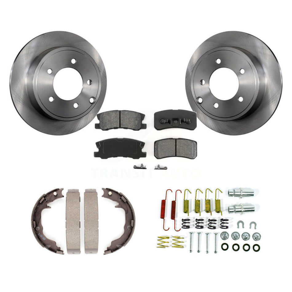 Rear Disc Rotors Semi-Metallic Pads Parking Shoes & Hardware Kit For Jeep Patriot Compass K8S-105194