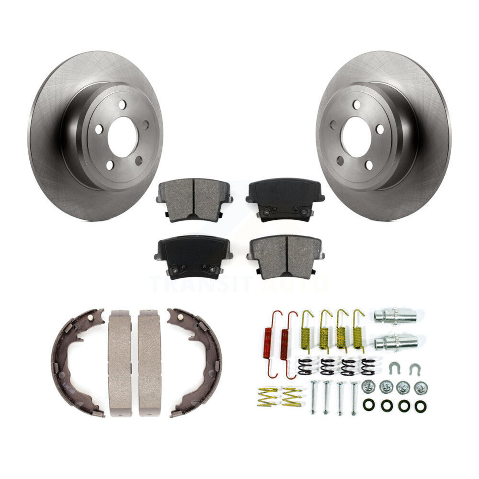 Rear Disc Rotors Semi-Metallic Pads Parking Brake Shoes & Hardware Kit For Dodge Avenger K8S-105196