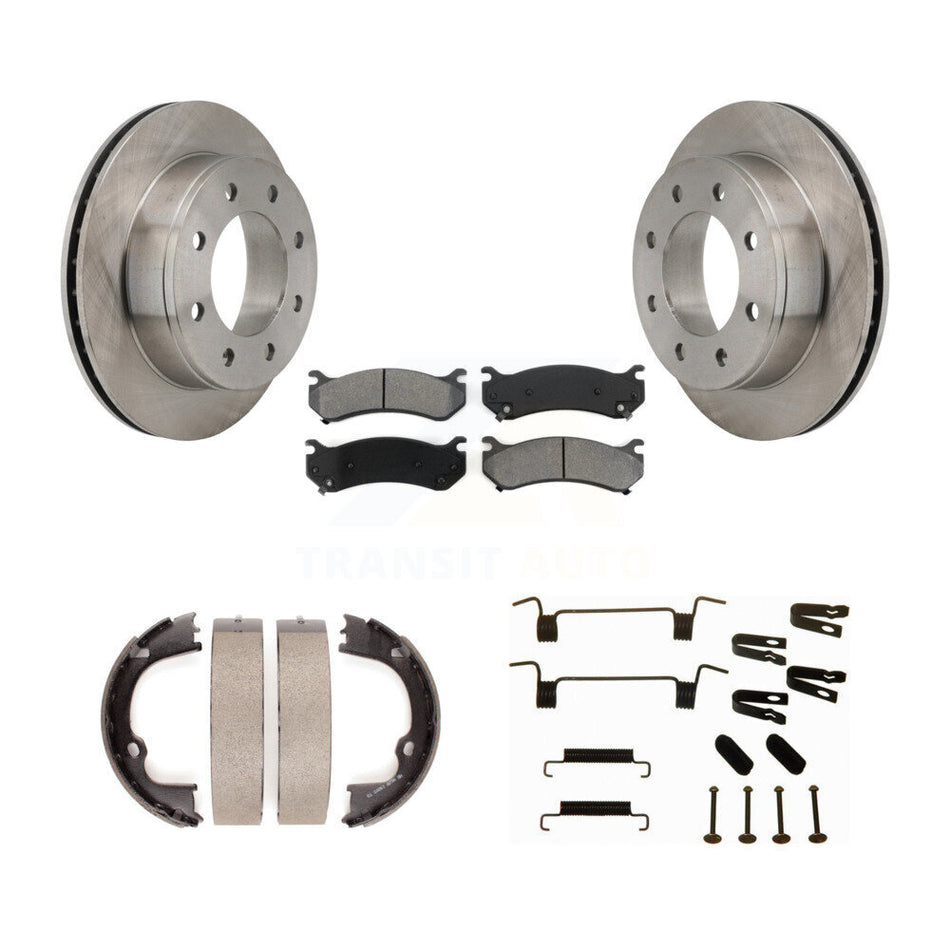 Rear Disc Rotors Semi-Metallic Pads Parking Shoes & Hardware Kit For 2008-2009 Hummer H2 K8S-105197