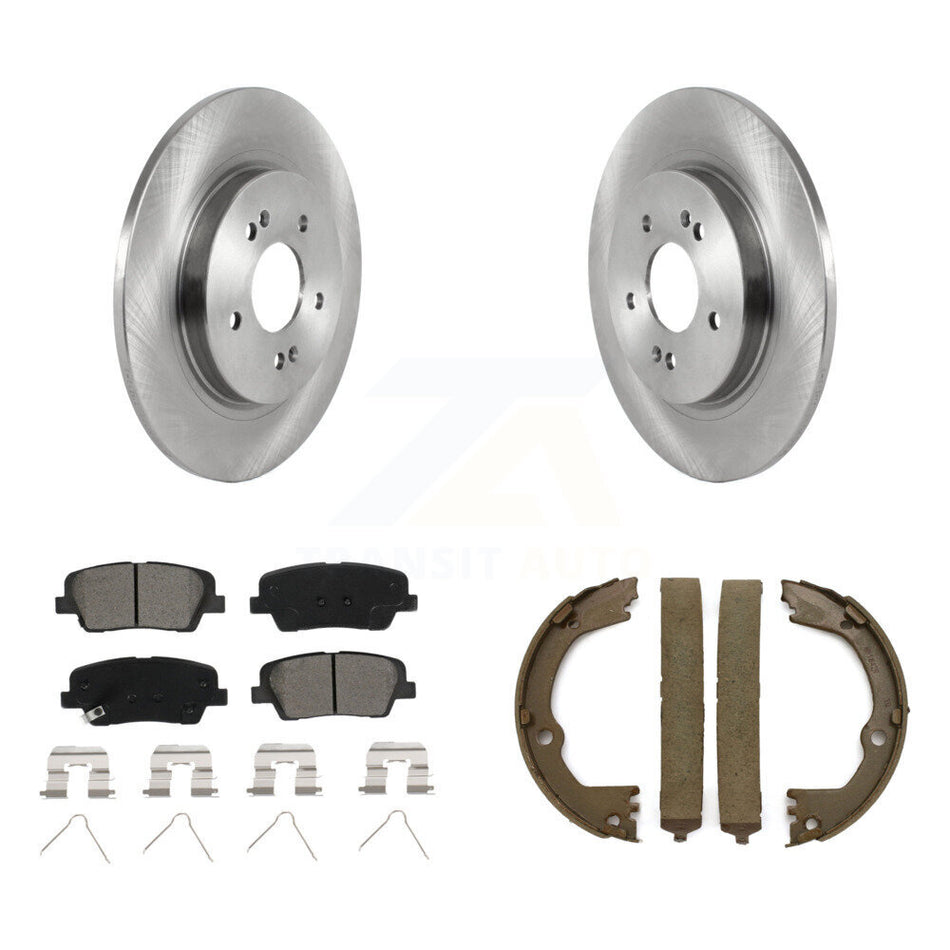 Rear Disc Rotors Semi-Metallic Pads And Parking Brake Shoes Kit For Hyundai Santa Fe K8S-105198