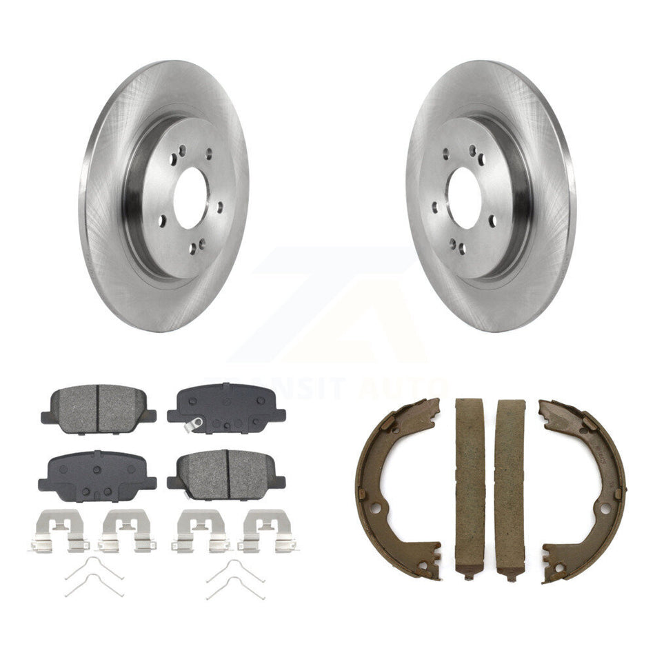 Rear Disc Rotors Semi-Metallic Pads And Parking Brake Shoes Kit For Hyundai Santa Fe K8S-105199